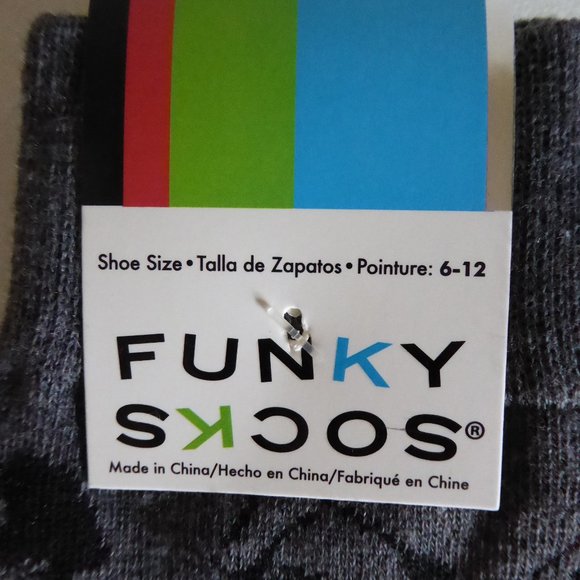 FUNKY SOCKS BRAND MENS BOXER DOG GRAY SOCKS (NEW WITH TAGS) - Picture 2 of 7